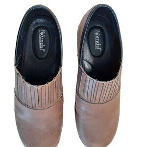 Bjorndal Brenda Clogs Shoes Women's Size 10 Brown Leather Slip On 136478